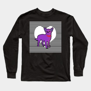 Purple Chihuahua and White Heart Long Sleeve T-Shirt